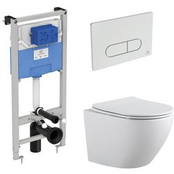 Комплект унитаза с инсталляцией Aquanet Rimless Cetus 2.0 W LX-1901 хром